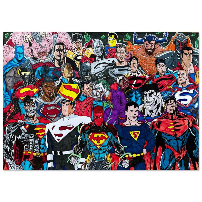 Superman Variants Comic Book Premium Matte Paper Poster A3 (29.7 x 42  cm)